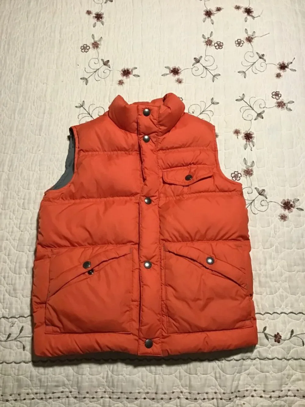 Gymboree Orange Puffer Insulated Size 8 w/Snaps Collared Sleeveless Vest